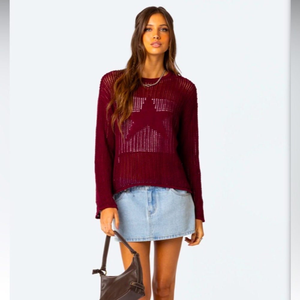 Edikted Seeing Stars Oversized Sweater NWT. Color: Burgundy